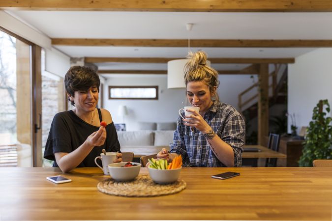 two women at home