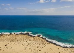 Amazing shoreline of ocean from drone