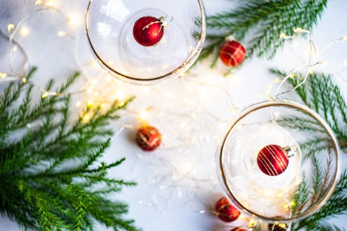 Champagne glass and ornaments