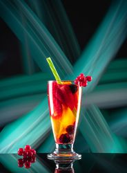 Glass with drink and berries