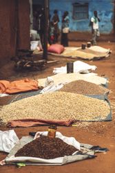 Heaps of grain on market