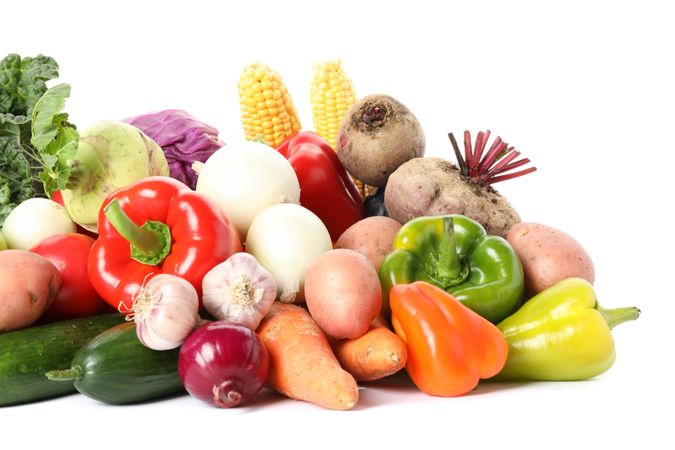 Composition with ripe organic vegetables isolated. Good harvest