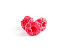 Fresh sweet raspberries isolated on blank background