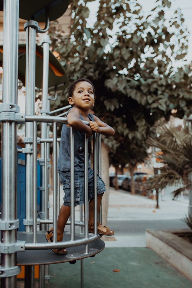 Funny Black boy on playground