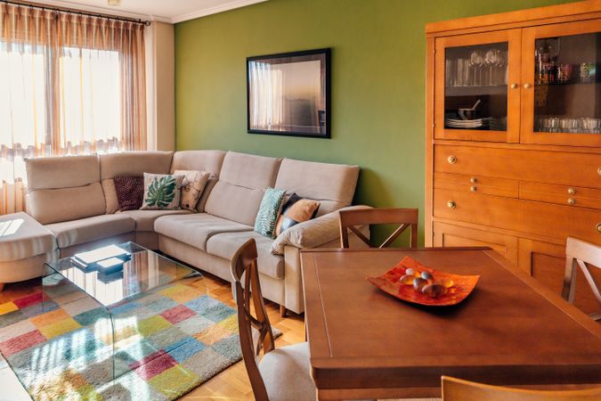 Living room with dining room