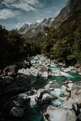 Mountain river in summer day