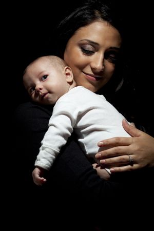 Attractive Ethnic Woman with Her Newborn Baby