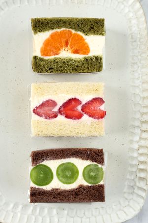 Top View Various Japanese Fruit Sandwich