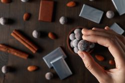 Concept of tasty food, chocolate, top view