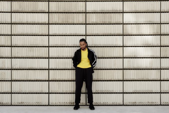 Black male near concrete blocks