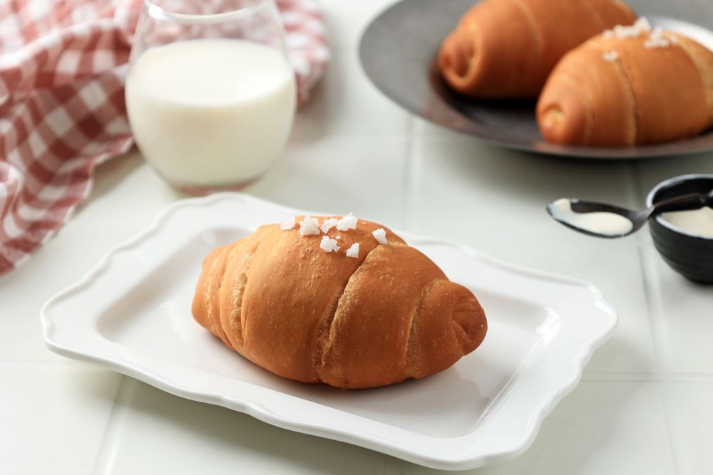 Sogeumppang or Korean Salt Bread Served with Milk