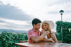 A woman and man in love