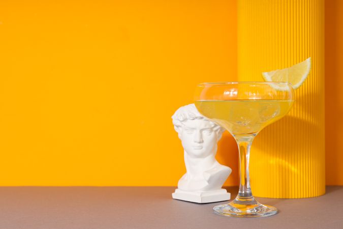 Concept of fresh summer drink - Limoncello cocktail