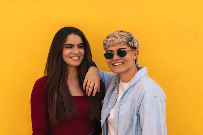 Two smiling women portrait