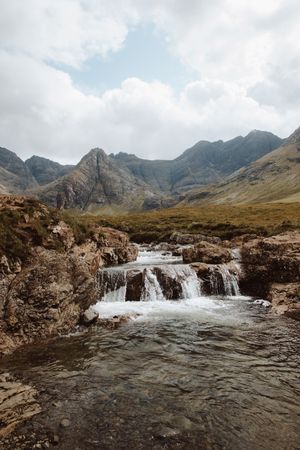 Picturesque waterfall in mountains