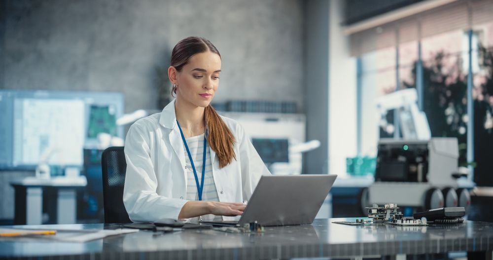 Confident Professional Woman Working as Lead Engineer, Monitoring Technology Projects