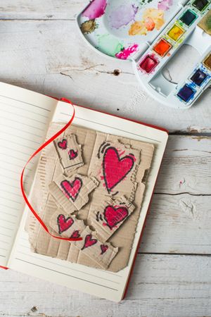 Love symbols hand painted in watercolor