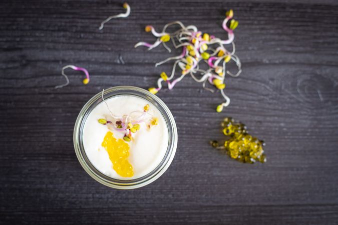 Mousse of goat cheese caramelized onion and extra virgin olive oil caviar
