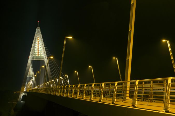 Pedestrian bridge by night in Budapest