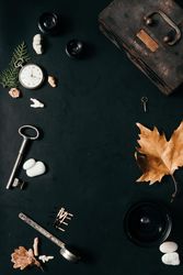 Creative arrangement of vintage items on desk