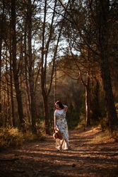 Woman walking in the forest