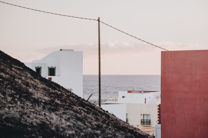 View of old town on seashore