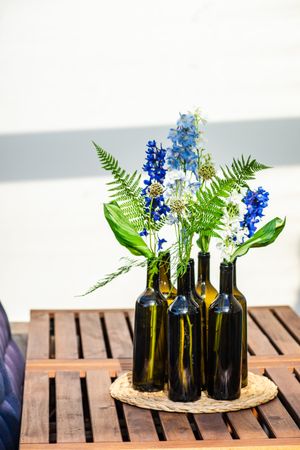 Wine bottles used as vases