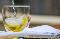 Gin and tonic cocktail with lemon and mint 56GN9L