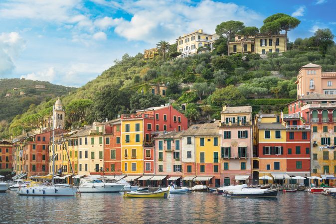 View of Portofino, the village and the marina, Liguria, Italy