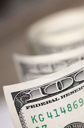 Abstract of One Hundred Dollar Bills with Narrow Depth of Field.