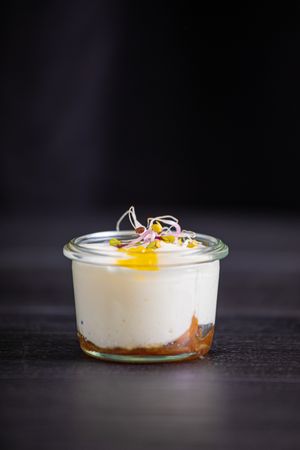 Mousse of goat cheese caramelized onion and extra virgin olive oil caviar