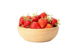 Bowl with tasty strawberry isolated on blank background. Summer berry