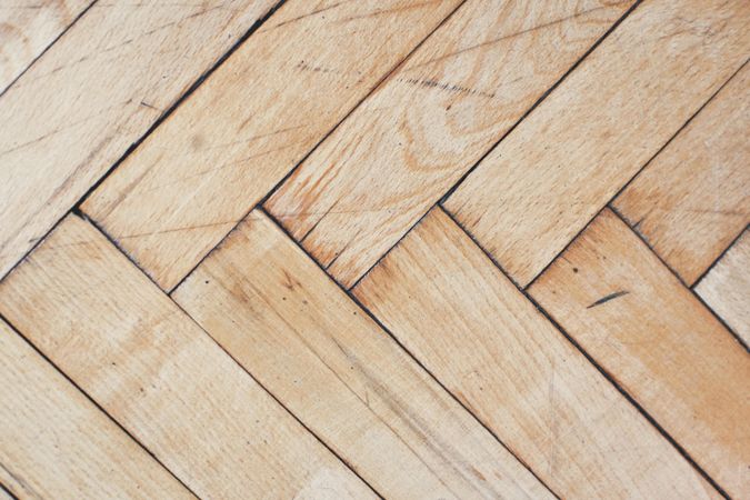 Detail of herringbone pattern on wooden floor