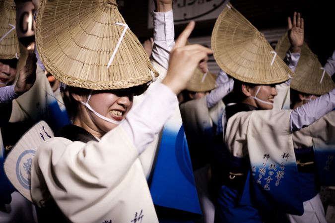Japanese women performing The Awa Dance Festival in Japan