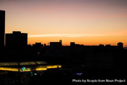 Silhouette of city buildings during sunset in Pelotas, State of Rio Grande do Sul, Brazil 41Arp4