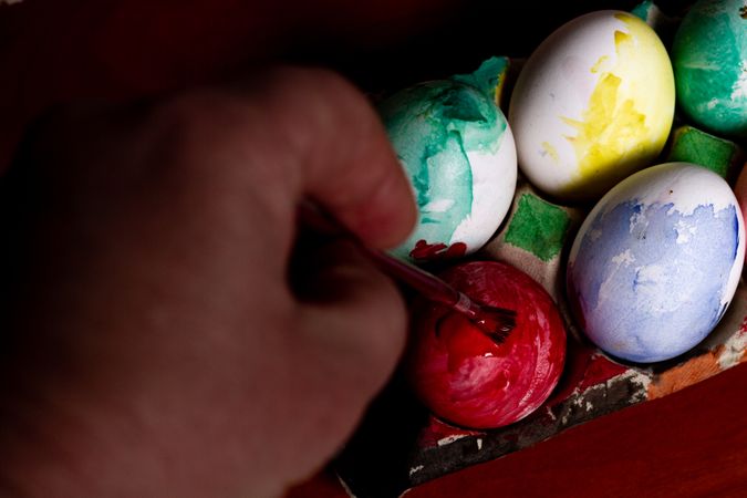Crop hand painting Easter eggs