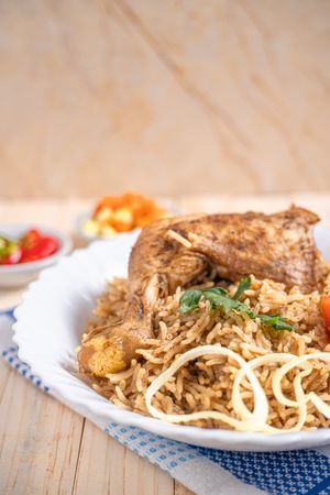 Kebuli rice with fried chicken