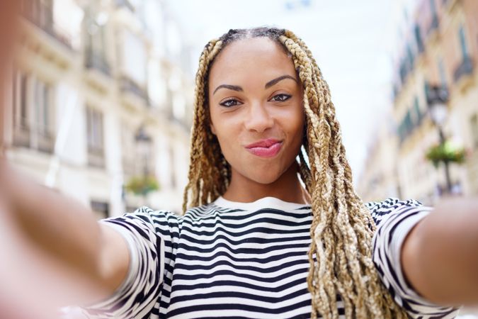 POV view of woman taking selfie