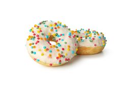 Tasty baked donuts isolated on blank background