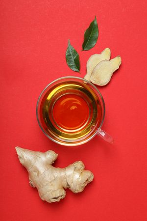 Cold treatment, healthcare concept - tea with ginger
