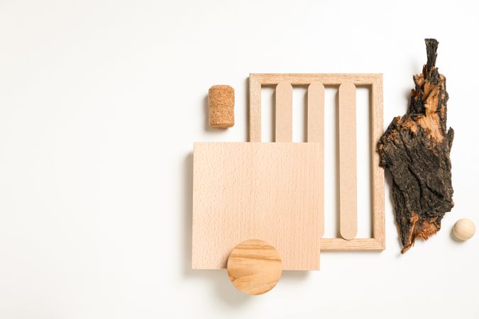 Flat lay of creative moodboard composition, space for text