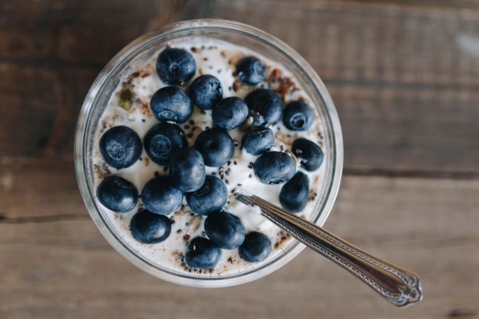 Delicious breakfast with blueberries