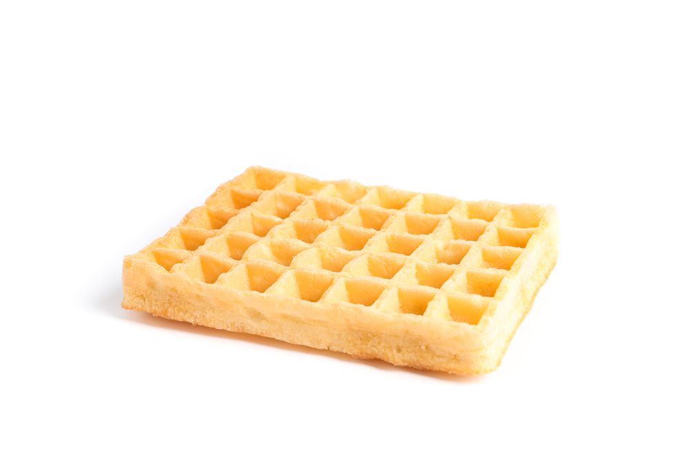 Sweet Belgian waffle isolated on blank background