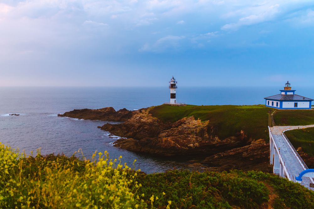 Amazing lighthouse on cliff near sea