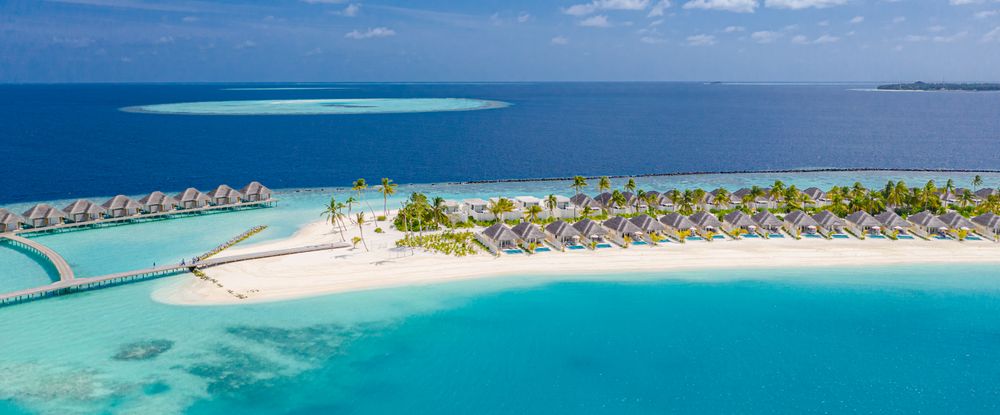Wide shot of tropical holiday resort