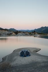 Tent set up in the middle of nature