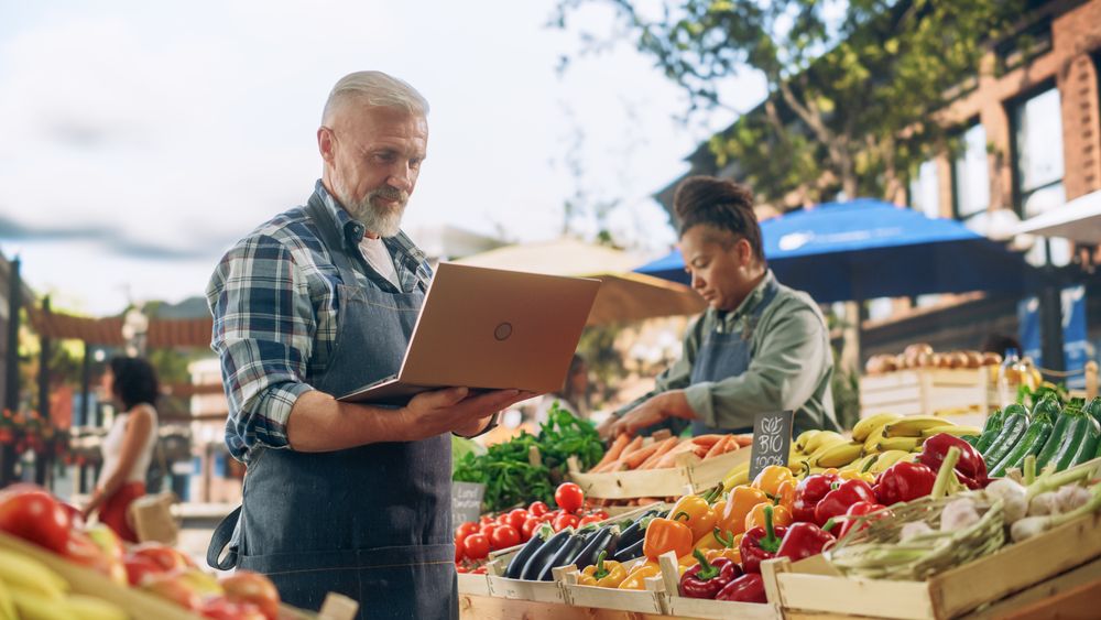 Local Farmers Managing a Family Business, Offering Sustainable Farm Products for Sale.