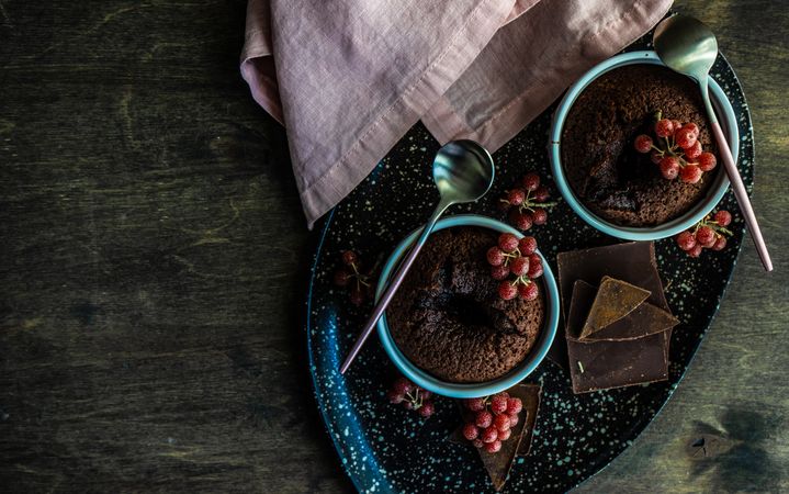 Two chocolate fondant cake