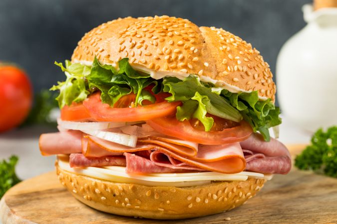 Homemade Deli Ham Sandwich on a Bun