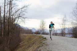 Young female jogging in the morning hours